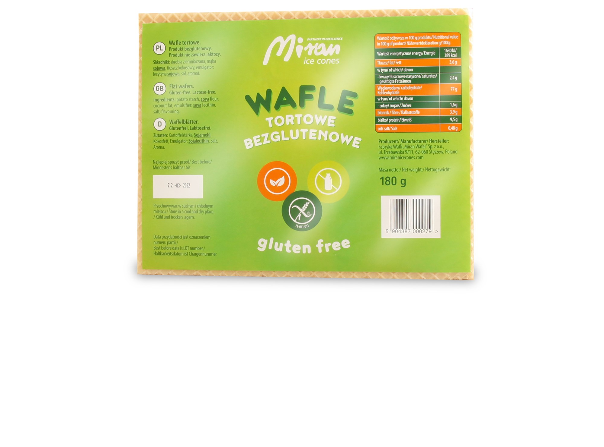 Wafle tortowe gluten-free